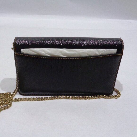 Coach 1941 Black Leather Foldover Chain Crossbody Shoulder Purse Wallet Hand Bag - Picture 5 of 16